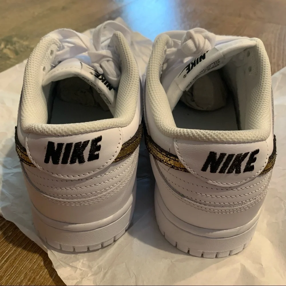 White NIKE DUNK Sneakers (Mixed Material Swooshes) - Picture 6 of 11